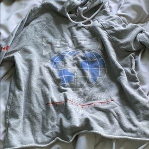 Sports soft cropped grey hoodie